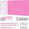 Rotary Cutter Set - 45mm Fabric Cutter, 5 Replacement Rotary Blades, A3 Cutting Mat, Quilting Ruler and Sewing Clips, Craft Knife Set, Ideal for Crafting, Sewing, Patchworking, Pink